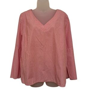 Tommy Hilfiger V-Neck 100% Cotton Blouse Bell Sleeves Size XL